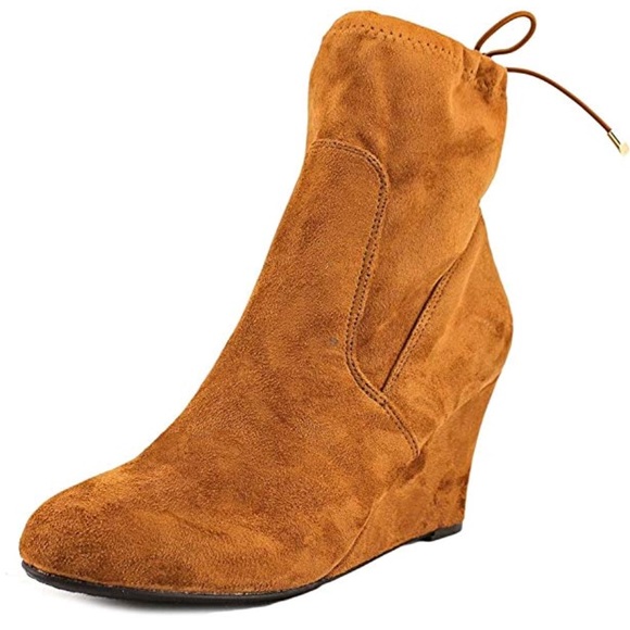 Whiskey Tie Back Sock Ankle Wedge Booties - Picture 4 of 4